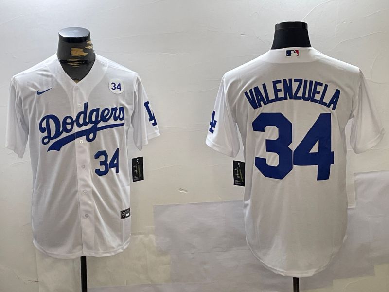 Men Los Angeles Dodgers #34 Valenzuela White Game 2024 Nike MLB Jersey style 11208